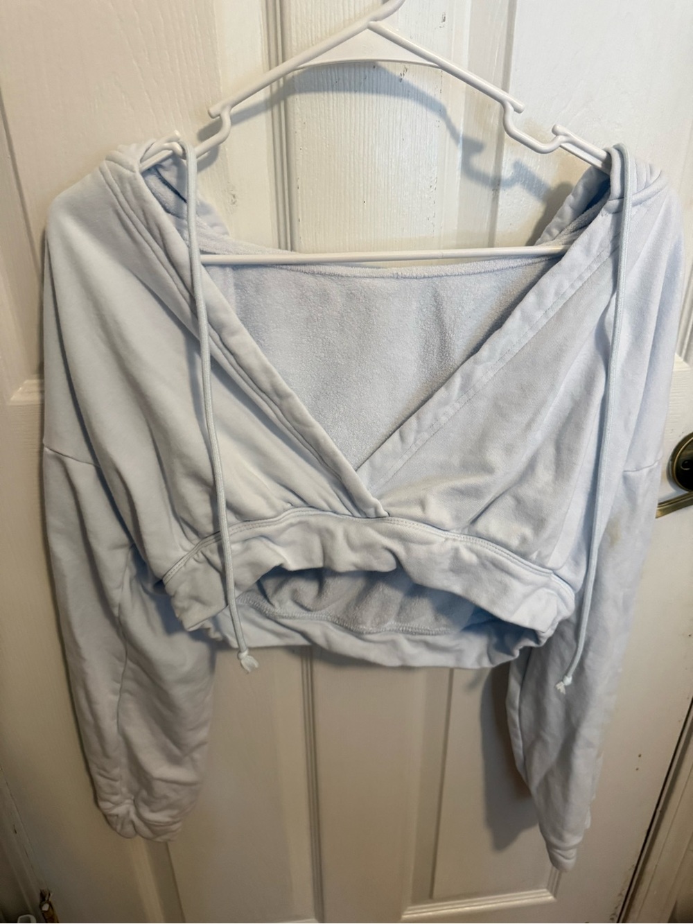 Cupshe Pale Blue Cropped Surplice Hoodie